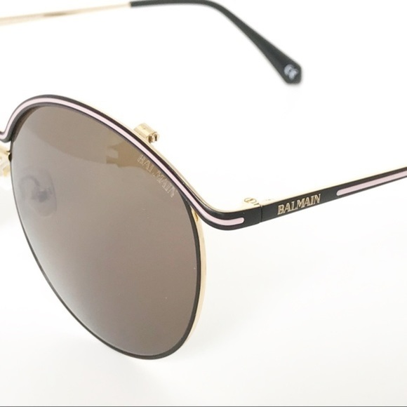 Balmain Round, Half-Rimmed Metal Sunglasses, NWT main image 6